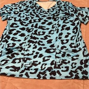 Leopard Print Women's Top - Blue and Black